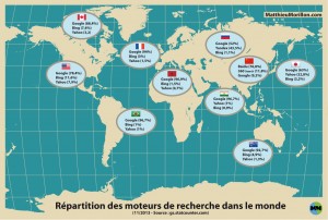 Répartition des moteurs de recherche dans le monde en 2013